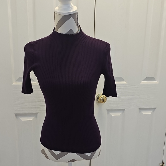 INC International Concepts Dark Purple Ribbed Turtleneck Sweater - Picture 1 of 2